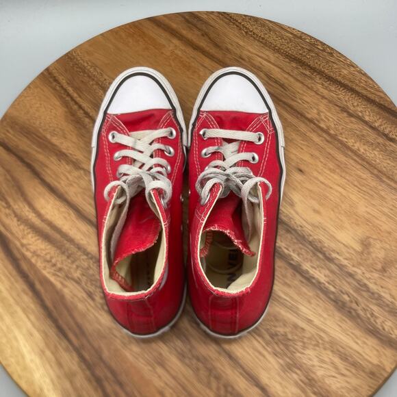 Converse All Star Chuck Taylor Shoes Womens 6 Red Hi Tops Casual Skate Sneakers - Picture 5 of 8